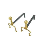 Artigianato Artistico Cav. Filippo D'Aloise snc Coppia di alari da camino in ottone lucidato per camino classico porta