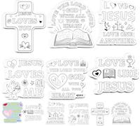 Artigianato biblico cristiano per bambini, 30 pezzi, con scritta in lingua inglese "Gesù mi ama", magneti da colorare, croce religiosa, per la domenica, in rte, chiesa, attività per feste