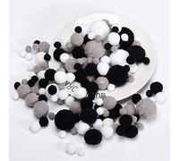 artigianato creativo, materiale artigianale DIY, 1000 Pieces Craft Mini Pompoms Ball Balls Self Adhesive Festive Rainbow Fuzzy for Jewelry Making Accessories Clothing Appliques(Black Gray)