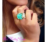 Artigiano Scolpita, Giada Rosé Fiore & Ranocchio Anello Con Cristalli Swarovski