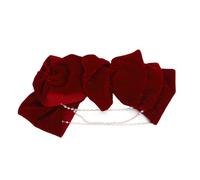Artiglia con Panoramica con Fiume di Velluto Rosso con Fauci Perla, Bowknot con Forti per Donne, per Capelli per Capelli Accessorio Ideale, Gita Casual, Giornata