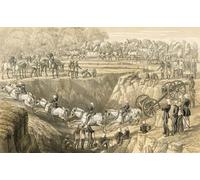 Artiglieria che attraversa un nullah. Il 53° reggimento cossing a nullah o nulla a stream o corso d'acqua sulla loro strada verso il sollievo di Lucknow durante la ribellione indiana del 1857. Da