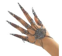 Artiglio Braccialetto,Catena Artiglio Anello Per Halloween,Catena Bracciale Unghie,Nail Bracelet Hand Accessori per le donne e le ragazze,Punta Artiglio Braccialetto per Costume Ball Cosplay (Nero)