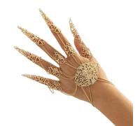 Artiglio Braccialetto,Catena Artiglio Anello Per Halloween,Catena Bracciale Unghie,Nail Bracelet Hand Accessori per le donne e le ragazze,Punta Artiglio Braccialetto per Costume Ball Cosplay (Oro)