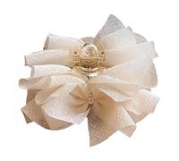 Artiglio per capelli in chiffon - Grande clip con impugnatura antiscivolo, elegante accessorio in bianco e nero con forte tenuta per capelli spessi o, per lo styling, il parrucchiere, l'