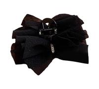 Artiglio per capelli in chiffon - Grande clip con impugnatura antiscivolo, elegante accessorio in bianco e nero con forte tenuta per capelli spessi o, per lo styling, il parrucchiere, l'
