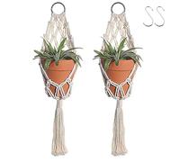 Artilady Appendini per piante in macramè bohémien, realizzati a mano, in corda di canapa, per piante da interno, con ganci da soffitto, decorazione per la casa e per esterni