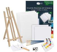 Artina 25pc Set di Pittura Acrilica Corsica incl. Cavalletto da Tavolo Londra - Set Artisti 5 Telai, 8 Colori Acrilici, Pennelli, Tavolozza per Pittura e Cavalletto - Set Pittura Adulti Artisti Hobby