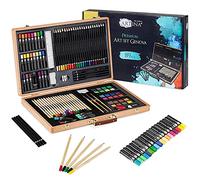 Artina 89 Pezzi Set Pittura con Valigetta in Legno - Matite, Colori a Cera, Acquerelli, Pennelli - Kit Pittura per Bambini e Adulti - Set per Dipingere Bambini Artistico e Regalo di Natale - Genova