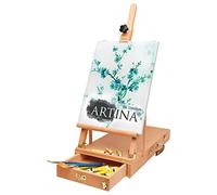Artina Cavalletto Pittura Le Mans - Cavalletto da Tavolo - Comoda Valigetta con 4 Scomparti - Cavalletto a Cassetta in Legno di faggio - Richiudibile
