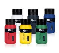 Artina Colori acrilici per Pittura Crylic - Set da 6 x 500ml - per attività artistiche - Colori ad Alta pigmentazione - Set Pittura acrilica