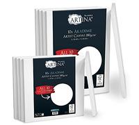 Artina Set da 10 Tele per Pittura 5x 30x40 cm & 5x 20x20 cm Serie Akademie - 100% Cotone Bianco 280g/m² - Telaio in Legno Certificato FSC - non si deforma