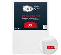 Artina Set da 3 Tele per Dipingere 20x30 cm - 100% Cotone, Spessore Alto 3D Premium 380g/m² Tela per Dipingere Piccole - Tele per Pittori - FSC® Telaio in Legno Comodo e Resistente - Tele Pittura