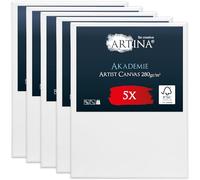 Artina Set da 5 Tela per Dipingere 18x24 cm - 100% Cotone 280g/m² - Telaio in Legno Certificato FSC - Non Si deforma - Canvas Tela Bianca Tele per Pittura - Tele Piccole per Dipingere Akademie