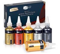Artina Set di 6 colori acrilici metallizzati 75ml Metallic Crylic - Colori metallici acrilici per dipingere su tela e tavole da pittura - Set di colori metallici acrilici con alta opacità