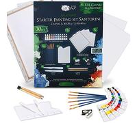 Artina Set di Tele e Colori Acrilici Santorini - 30 articoli - Set per pitturare con 12x12ml colori acrilici, 5x tele, pennelli, spatole e set per disegno