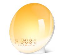 ARTINABS Wake up Light, Luce Sveglia da Comodino con Simulazione dell'Alba e Tramonto, Luce Notturna LED con FM Radio Funzione snooze, Luce Sveglia Digitale per 20 Livelli di Luminosità e 11 Colori