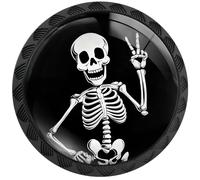 Artinhand Confezione da 4 divertenti pomelli rotondi per armadietti, cassetti, pomelli neri per cassettiera, credenze, porte, accessori per mobili da cucina e bagno