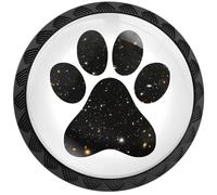 Artinhand Confezione da 4 pomelli rotondi per cassetti neri a forma di zampa di galassia, pomelli neri per cassettiera, maniglie per porte e credenze, accessori per mobili da cucina e bagno