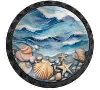 Artinhand Confezione da 4 pomelli rotondi per cassetti, stile oceano, per armadietti, credenze, porte, armadietti, armadietti, mobili da cucina e bagno