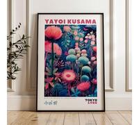 ARTINSPIRIO Yayoi Kusama - Stampa artistica con fiori rossi e blu, senza cornice, 50 x 70 cm, poster museo da 250 gsm)