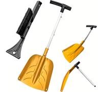 ARTIPOLY Pala da neve con raschietto per ghiaccio e spazzola, 76 cm, estensibile con manico in alluminio leggero, 3 in 1, pieghevole, per la rimozione della neve, per campeggio, auto, emergenza, casa