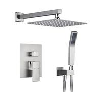 Artiqua Bagno doccia miscelatore a pioggia set combinato a parete da 10 pollici set doccia sistema soffione doccia doccia rubinetto (25 cm, nichel spazzolato)