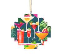 Artisan Brick Puzzle Building Block DIY Ornamento Decorazione 3D Puzzle Regalo premuroso Stampa Cocktail Tropicale