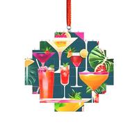 Artisan Brick Puzzle Building Block DIY Ornamento Decorazione 3D Puzzle Regalo premuroso Stampa Cocktail Tropicale