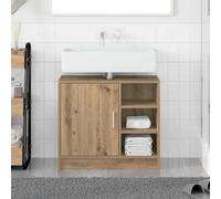 Artisan - Cabinet in legno di quercia, 63 x 29 x 55 cm, in stile rustico con 2 porte, facile da pulire, per piccole stanze da bagno, design compatto