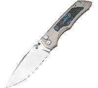 Artisan Wizard - Il Mago S90V Titanio e intarsio in carbonio grasso (Arctic Storm) 3.47in 1870G-GY