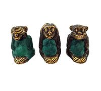Artisanal Le scimmie della Sapienza. 3 statuette decorative in ottone, 7 cm