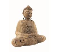 Artisanal - Statuetta di Buddha della meditazione in legno massiccio intagliato a mano, altezza 20 cm
