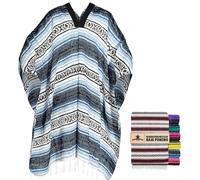 Artisans Bazaar Tradizionale messicano Baja Poncho Uomini e Donne Autentico Gaban Serape Sarape Coperta Pancho Jorongo Cowboy, Azzurro, taglia unica