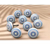 ARTISNO Pomelli in Ceramica Multicolore per Cucina, Armadio, Cassetti, Maniglie per Mobili, Pomelli per Porte in Ceramica. Realizzati a Mano. Set di 10 (Design 1)