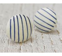 ARTISNO Pomelli in ceramica per armadi, set di 10 pomelli decorativi bianchi e blu stampati a mano, in lino, per casa, cucina, armadio, cassetto, armadio e cassettiera (diametro 3,8 cm) (design 14)