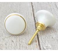 ARTISNO Pomelli in ceramica per armadietti da cucina e cassetti, pomelli fatti a mano, pomelli per porte in ceramica, set da 10 (bianco)