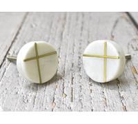 ARTISNO Round Marble Brass Knob - Set di 6 bottoni decorativi bianchi | Modern Vintage Natural Stone Furniture Hardware Kitchen Cabinet Cupboard Door Drawer Pulls (diametro 1,5 pollici)