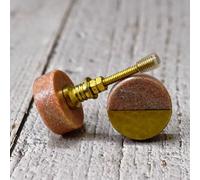 ARTISNO Round Marble Brass Knob - Set of 6 Decorative Pink Dresser Knobs with Half Brass Plating | Modern Vintage Furniture Hardware Kitchen Cabinet Cupboard Door Drawer Pulls (1.5" Diameter)