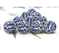 ARTISNO Set di 10 pomelli in ceramica color blu fatti a mano, per mobili da cucina, armadietti del bagno, cassettiera e credenza (Design b)