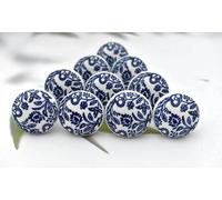 ARTISNO Set di 10 pomelli in ceramica colorati blu per armadietti da cucina, bagno, credenze, cassettiere, cassettiere, in ceramica fatta a mano, set di 10 (design c)
