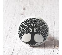 ARTISNO Set di 10 pomelli in ceramica dipinta a mano per armadietti, ante dell'armadio/armadio da cucina, pomelli bianchi, pomelli neri, set da 10 pezzi