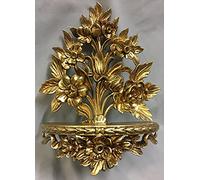 artissimo Consolle da parete barocco oro/console a specchio/mensola da parete/decorazione H35 fiori cp82