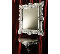 Artissimo Set di specchi da parete argentati + console rettangolare barocco da parete 45 x 38 cm, specchio da bagno antico con consolle 3047 + 3084