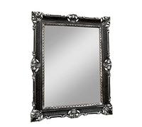 artissimo Specchio da parete barocco, nero, argento, 90 x 70 cm, specchio da parrucchiere, specchio antico 3057
