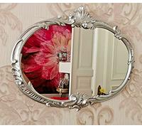 Artissimo Specchio da Parete Ovale in Stile Antico Barocco - Argento, 52 x 42 cm, Vintage Retrò