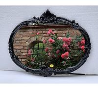 artissimo Specchio da parete ovale, nero, stile barocco, anticato, 52 x 42 cm, stile vintage, retrò, moderno, da appendere, stile nostalgico C17