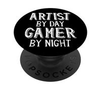 Artist By Day Gamer By Night Video Game Graphic Art Gaming PopSockets PopGrip Adesivo