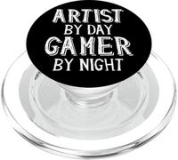 Artist By Day Gamer By Night Video Game Graphic Art Gaming PopSockets PopGrip per MagSafe