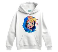 ARTIST MARKET Felpa con Cappuccio Sbriser Youtuber Italia - Cotone Morbido Organico (IT, età, 5 Anni, 6 Anni, Regular, Standard, Bianco)